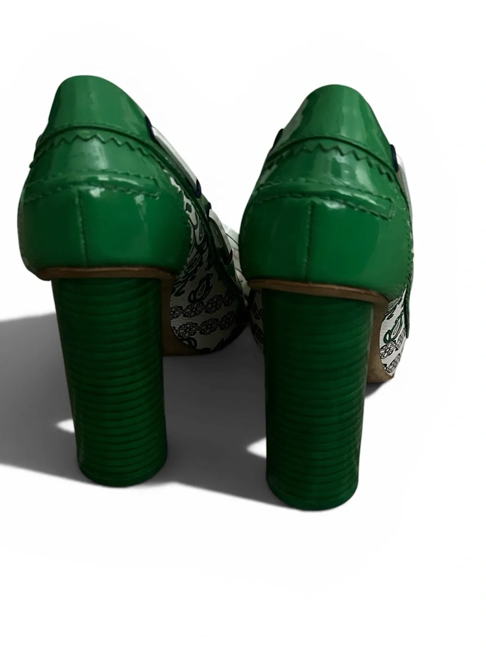 Tory Burch Garden Party Fisher Loafer Pump Kelly Green Floral Size 5.5